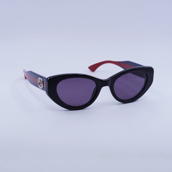 Gucci GG1862S 004 Sunglasses Black/Blue/Red Cat Eye Frame, Violet Lenses - Picture 5 of 10